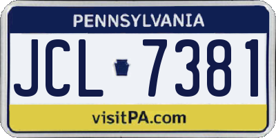 PA license plate JCL7381