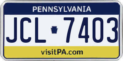 PA license plate JCL7403