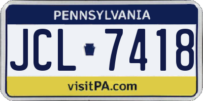 PA license plate JCL7418