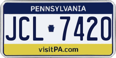 PA license plate JCL7420