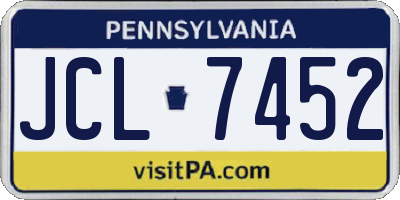 PA license plate JCL7452
