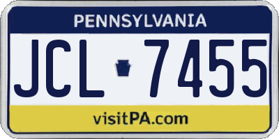 PA license plate JCL7455