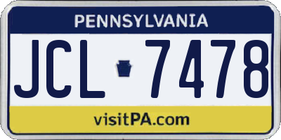 PA license plate JCL7478