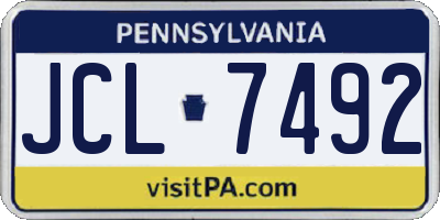 PA license plate JCL7492