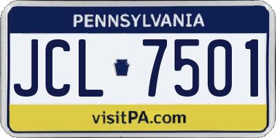 PA license plate JCL7501