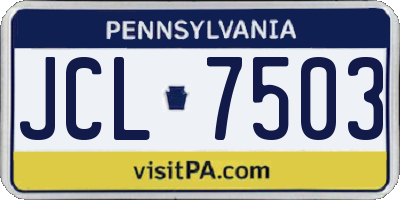 PA license plate JCL7503