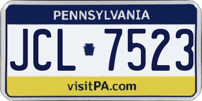 PA license plate JCL7523