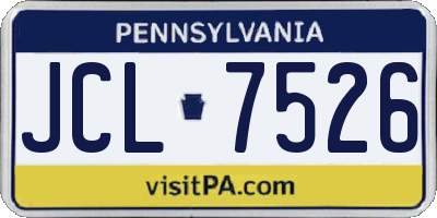 PA license plate JCL7526