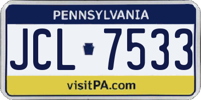 PA license plate JCL7533