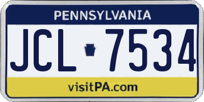 PA license plate JCL7534