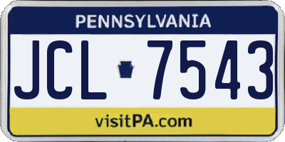PA license plate JCL7543