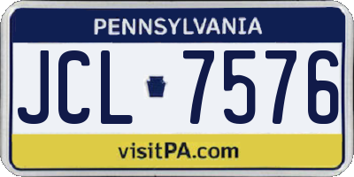 PA license plate JCL7576