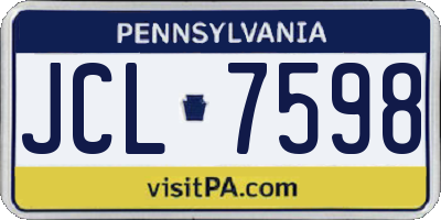 PA license plate JCL7598