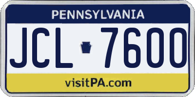 PA license plate JCL7600