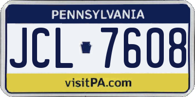PA license plate JCL7608