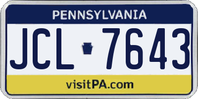 PA license plate JCL7643