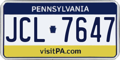 PA license plate JCL7647