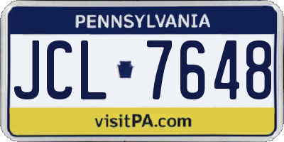 PA license plate JCL7648