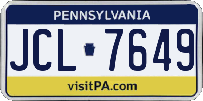 PA license plate JCL7649