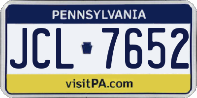 PA license plate JCL7652