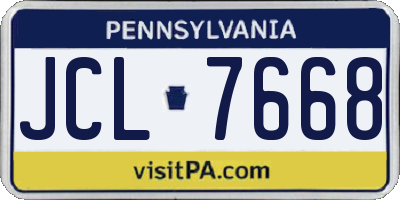 PA license plate JCL7668