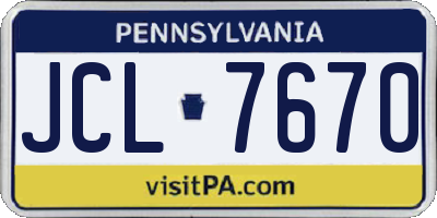 PA license plate JCL7670