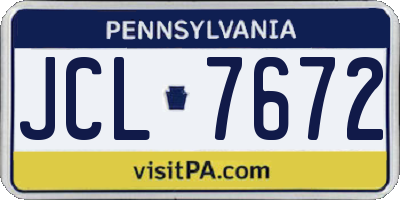 PA license plate JCL7672