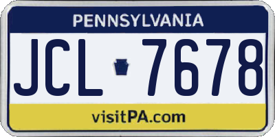 PA license plate JCL7678
