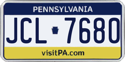 PA license plate JCL7680