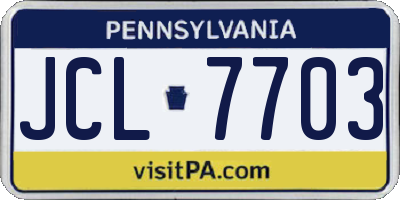 PA license plate JCL7703