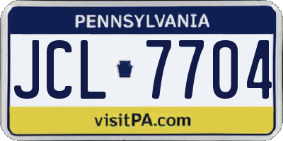 PA license plate JCL7704
