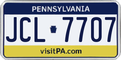 PA license plate JCL7707