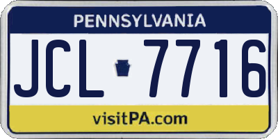 PA license plate JCL7716