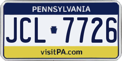 PA license plate JCL7726