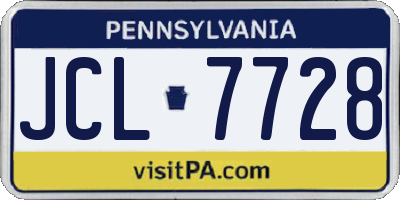 PA license plate JCL7728