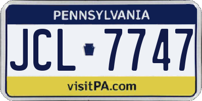 PA license plate JCL7747