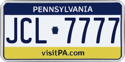 PA license plate JCL7777