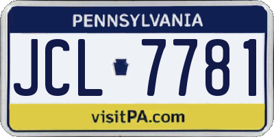 PA license plate JCL7781