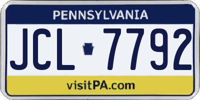 PA license plate JCL7792