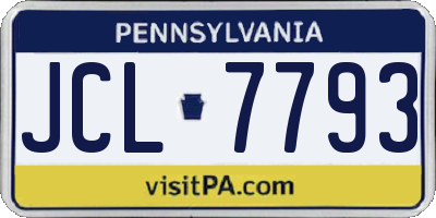 PA license plate JCL7793