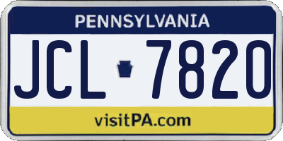 PA license plate JCL7820