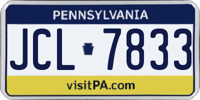 PA license plate JCL7833