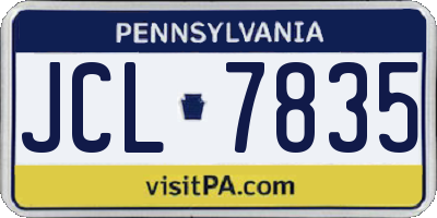 PA license plate JCL7835