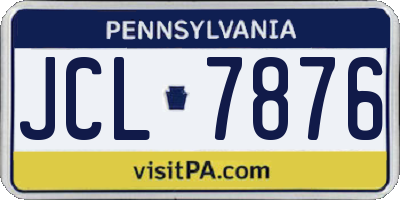 PA license plate JCL7876