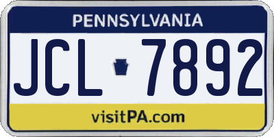PA license plate JCL7892