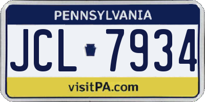 PA license plate JCL7934