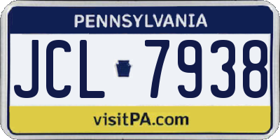 PA license plate JCL7938