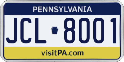 PA license plate JCL8001