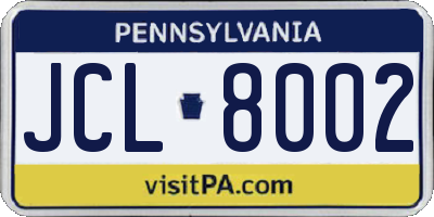 PA license plate JCL8002