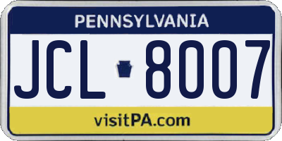 PA license plate JCL8007
